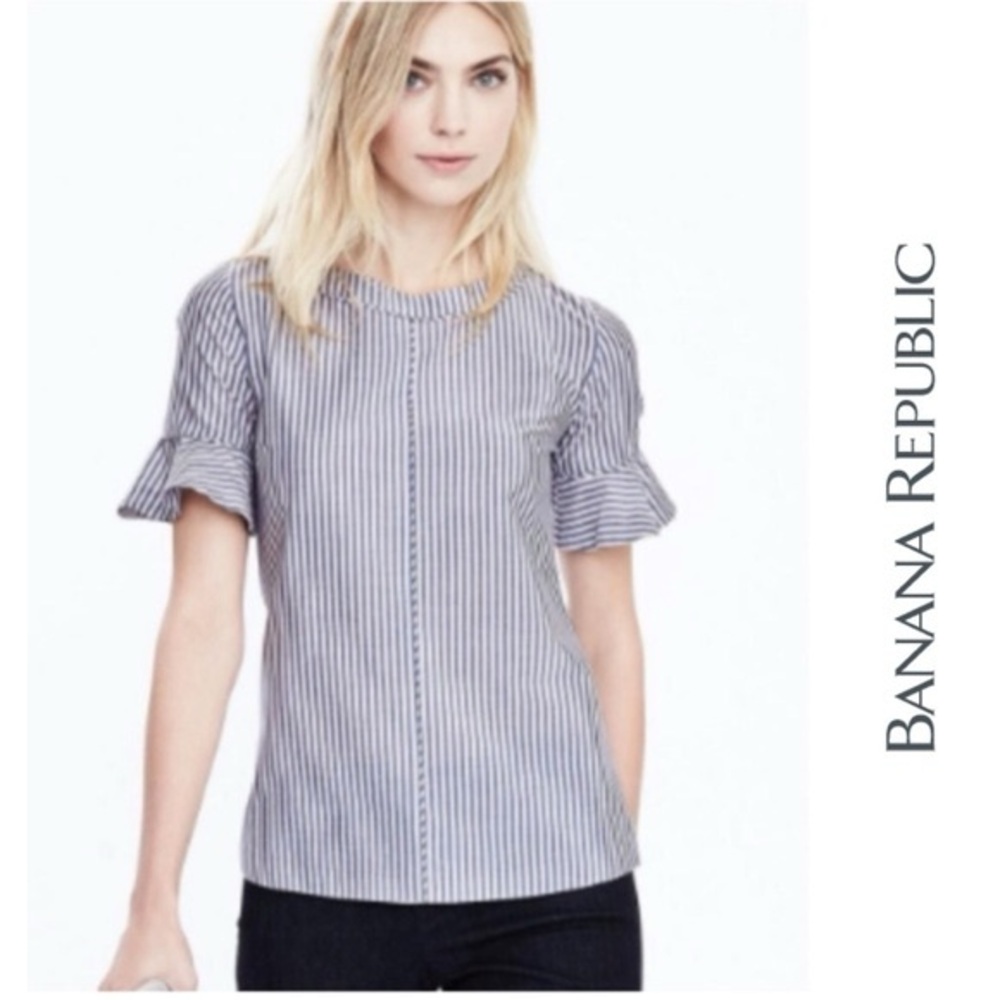 NWOT Banana Republic Women's Pinstripe Blouse - Navy